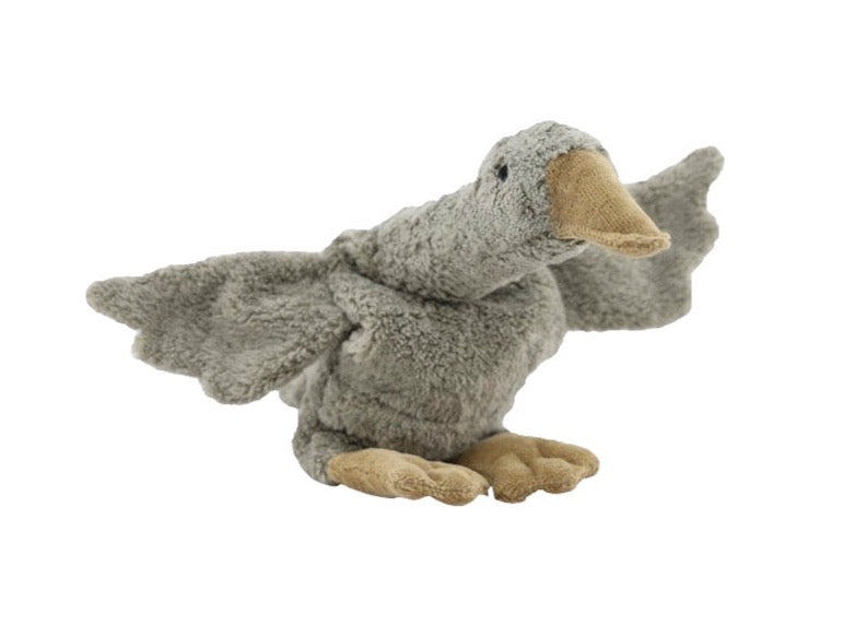 Kuscheltier Gans in grau aus Biobaumwolle mit Kirschkernen