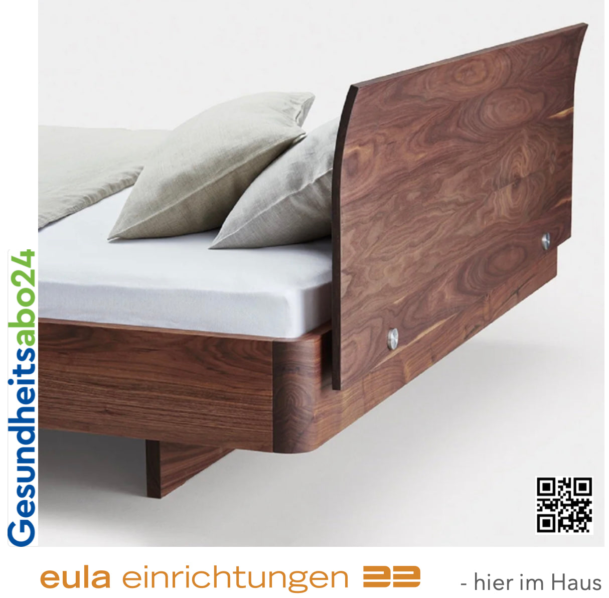 Bett COM:CI mit Holzkufen in Standard-Höhe 160 x 200 cm / Kernbuche oder Nussbaum - (2) Ausstellungsstück(e)