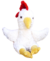 Kallisto Gockel Fridolin, Stofftier mit abgenähten Flügeln + Beinen, weiß, ca. 30 cm