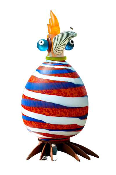 Borowski SCHRÄGER VOGEL David, Outdoor Lichtobjekt, mundgeblasenes Glas, ca. 43 x 36 x 22 cm