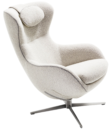 Jester Sessel von Signet, mit hoher Rückenlehne, Kopfkissen,Metallkreuz, creme