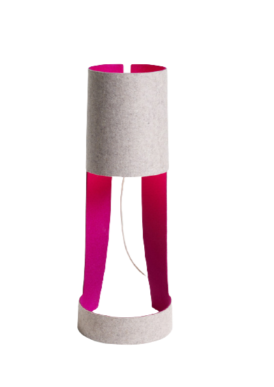 MIA Tischleuchte aus Wollfilz, von Domus, Farbe: außen: grau, innen: fuchsie