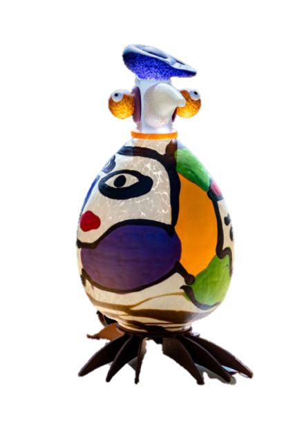 Borowski SCHRÄGER VOGEL PABLO, Outdoor Lichtobjekt, mundgeblasenes Glas, ca. 43 x 36 x 22 cm
