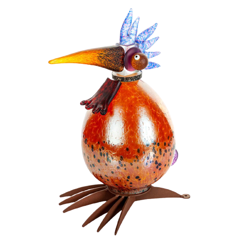 Borowski SCHRÄGER VOGEL Prince, Outdoor Lichtobjekt, mundgeblasenes Glas, ca. 43 x 36 x 22 cm