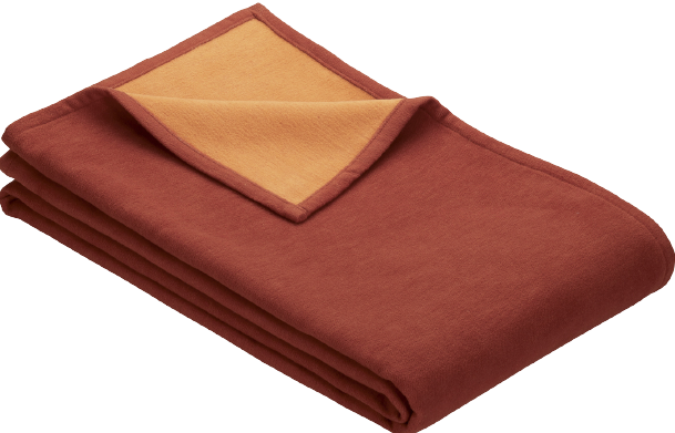 Ibena Kuscheldecke Stockholm, 140 x 200 cm, gesäumt, Biobaumwolle in GOTS-Qualität, Doubleface, terracotta/orange