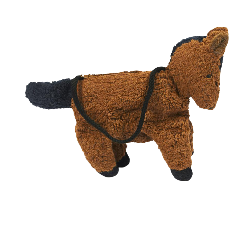 Tierpuppe-Pferdetasche, Länge ca. 23 cm, Breite ca. 3,5 cm, Höhe ca. 20 cm, braun, Schwanz und Hufe schwarz