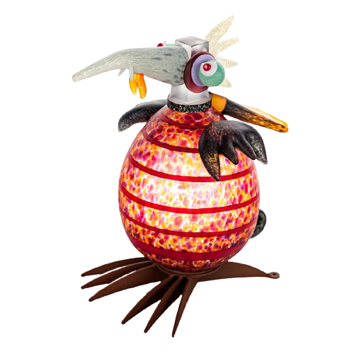 Borowski SCHRÄGER VOGEL VLAD, Outdoor Lichtobjekt, mundgeblasenes Glas, ca. 43 x 36 x 22 cm
