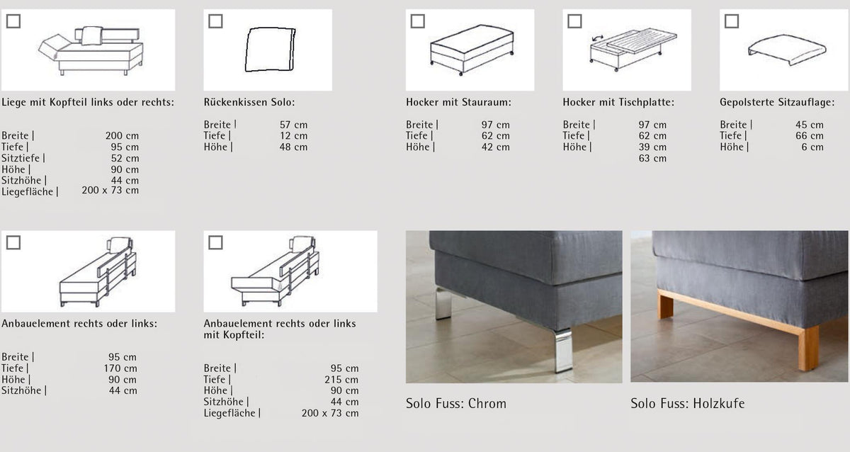 SOLO Sofa und Liege