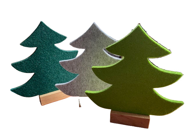 Deko-Weihnachtstannen aus Naturfilz in 3 Farben