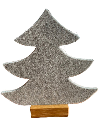 Woll-Filz Aussteller mit Eiche Sockel, grau