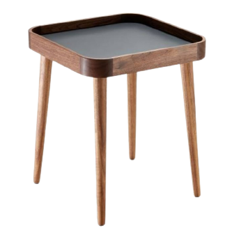 Tisch Charly von Signet, Eiche massiv, geölt, Tischplatte in HPL(Getalit), anthrazit, 38,5 x 38,5 cm, Höhe 40 cm
