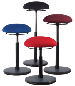 MOIZI 20 Stehhilfe mit Pilzsitz, Gestell: Buchenformholz Oberfläche schwarz lackiert in 3 Größen und 4 Farben: blau, schwarz, rot, bordeaux