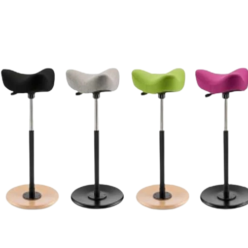 Move-Stuhl und Stehhilfe, Auswahl mit Bezug in schwarz, grau, hellgrün, pink, Gasfeder in schwarz, Holzbasis: Esche Natur oder schwarz matt