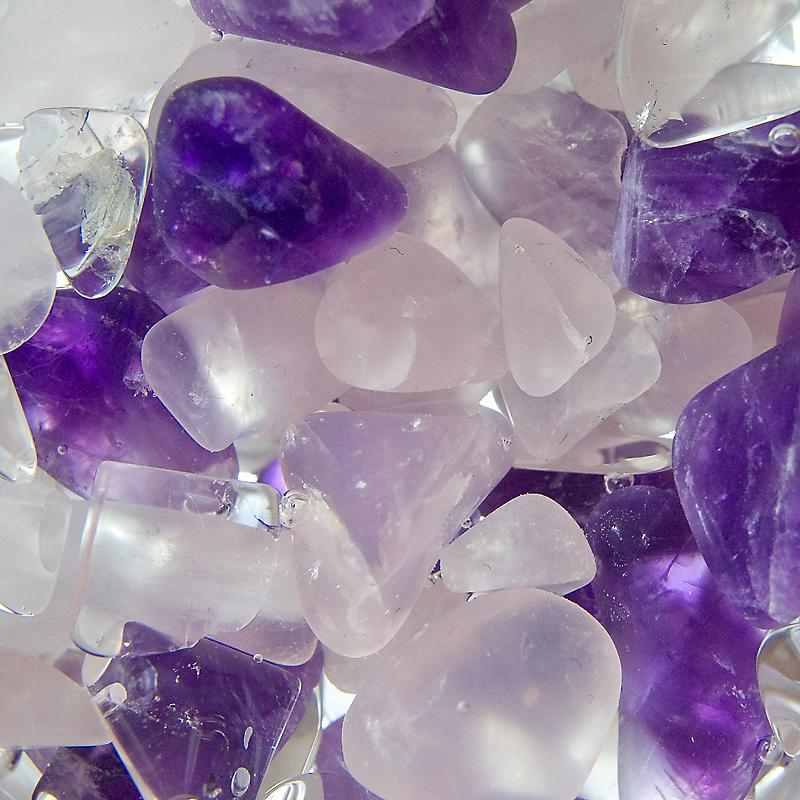 Vitajuwel Edelsteine aus Phiole Wellness: Amethyst, Bergkristall, Rosenquarz